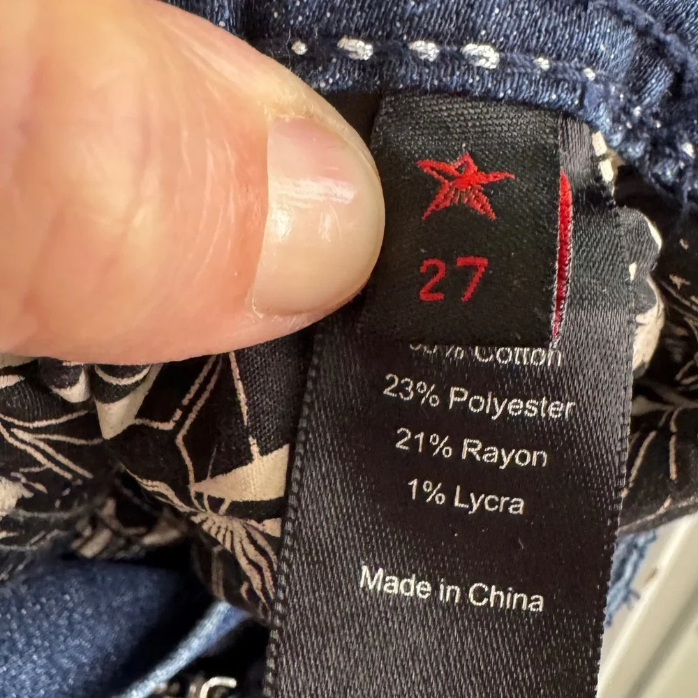 Peoples Liberation Women's Star Sequin Bootcut Jeans Western Dark Wash Size 27